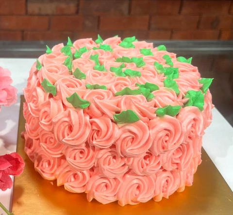 Floral Butter Pink Cream Design Cake