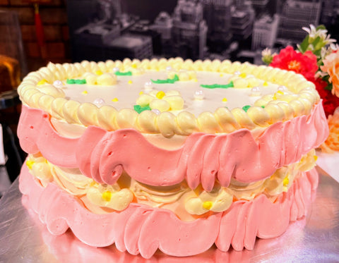 Gluten Free Yellow Cream with Pink Side Cream Cake