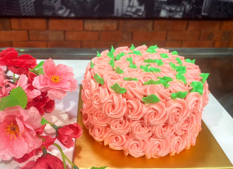 Floral Butter Pink Cream Design Cake