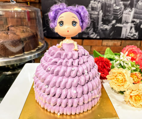 Purple Princess Doll Theme Cream Design Cake