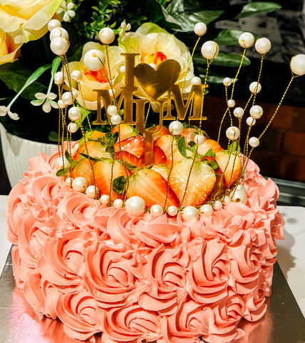 Pink Roses Cake for MUM Cream Design Cake