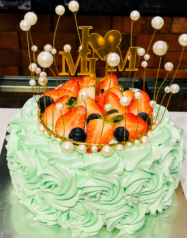 Green Roses Cake for MUM Cream Design Cake (Ondeh-Ondeh)