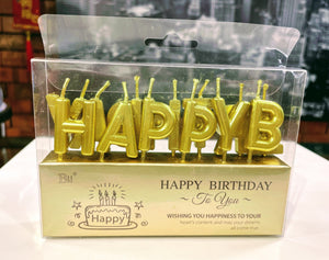 Toppers - Candles - Happy Birth Day - Gold Color